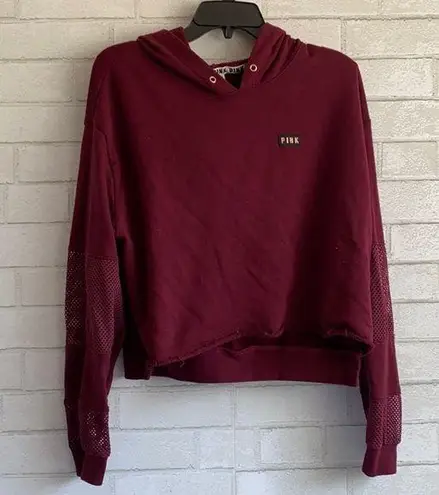 PINK - Victoria's Secret PINK VS Burgundy Mesh Hoodie