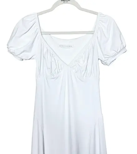 Susana Monaco Sugar White Puff Sleeve Shoulder High Low Wedding Midi Dress Small