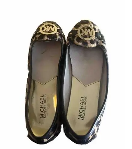 Michael Kors Michael By  Melody Leopard Ballet Flats‎ Womens Sz  7 Leather Shoes