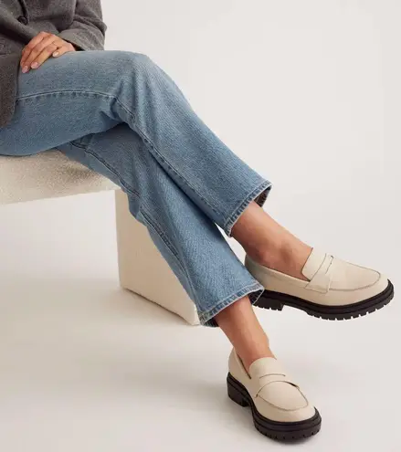 Quince NWOB Italian White Leather Lug Sole Loafers Women's 11 Slip On Trendy