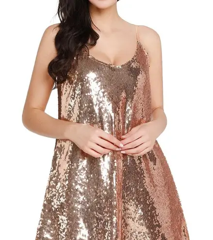 Champagne Sequin Slip On Sweetheart Dress Gold