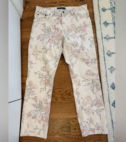 LRL Lauren Jeans Co. Ralph Lauren Multicolor Floral Modern Straight Ankle Size 8 Pink