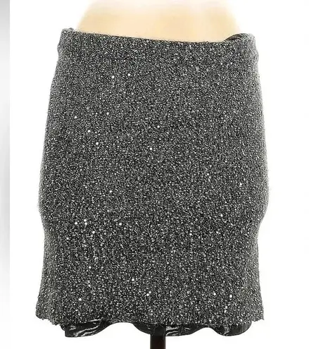 Garnet Hill Silver Pull-on Sequin Sweater Skirt Size S Small