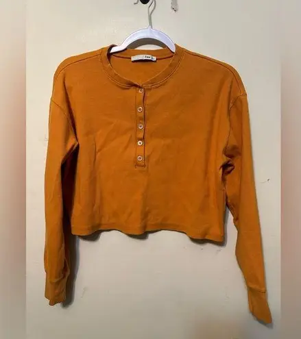 Aritzia Wilfred Free Mavis Black Ribbed Cropped Long Sleeve Henley T