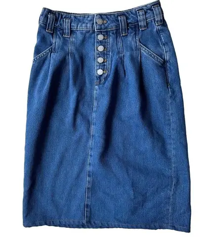 Anthropologie Pilcro Blue Jean Skirt Size 4 Front Button Pleaded Pockets…