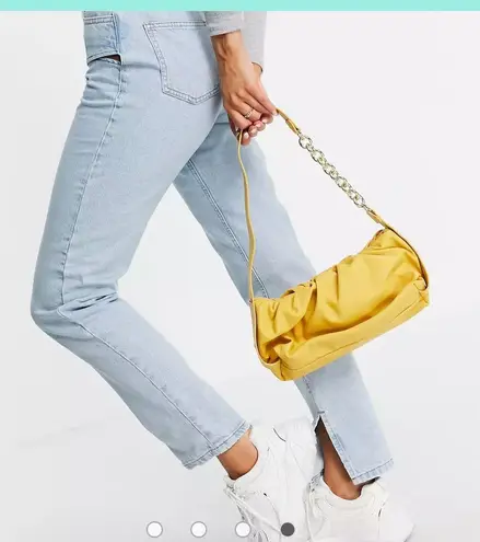 Glamorous New  ASOS Yellow Clutch with Chain