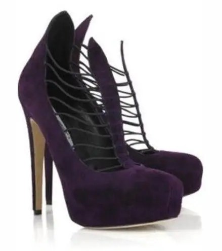 Brian Atwood BIAN ATWOOD PURPLE SUEDE BOOTIES (MADE IN ITALY) SIZE 10