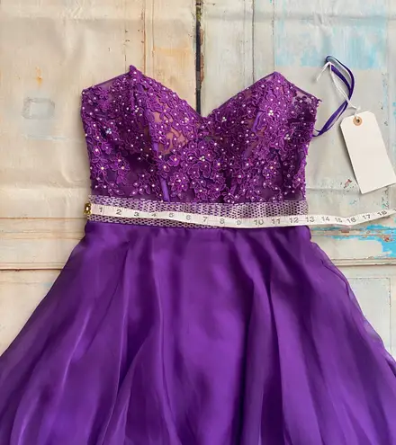 Mori Lee A-Line Sweetheart Beading Sleeveless Short Chiffon Cocktail Dress Sz 6