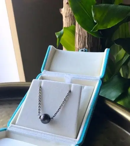 12mm Genuine Tahitian pearl/SS Necklace