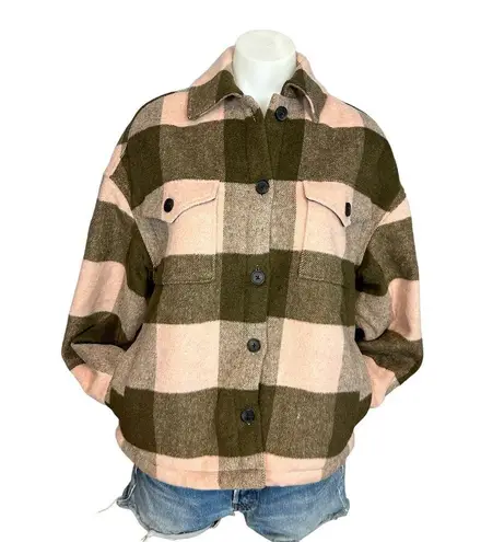 ALLSAINTS Buffalo Check Jacket Oversized Plaid Fleece Shacket Chore $369 NEW