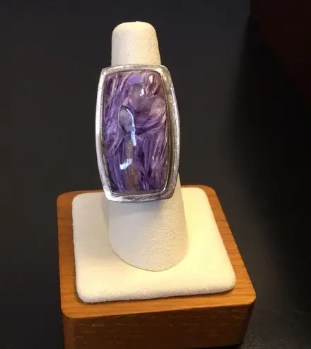 Amethyst Vintage Cabochon Sterling Silver Cocktail Ring Sz 7•1/4