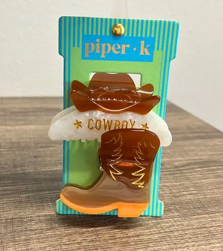 Piper K | Cowboy Boot Hair Clips Brown