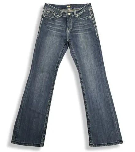 Reba Jeans Womens 8 Blue Bootcut Western Embroidered Rhinestone Stretch 30x30