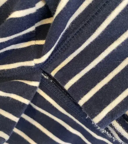 L.L. Bean Navy Blue & White Striped Partial Zip Sweatshirt EUC Sz Sm Cotton