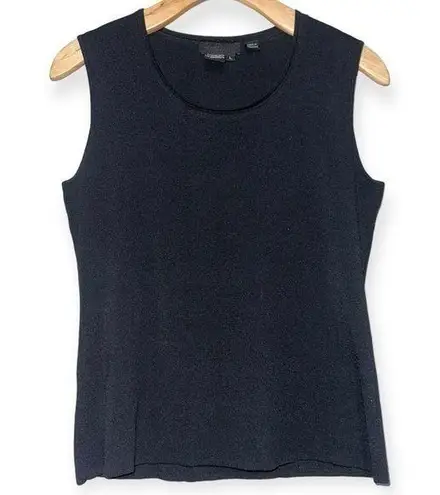 Radzoli Women’s Size L Black Rayon Nylon Tight Rib Knit Sleeveless Tank Top Size L