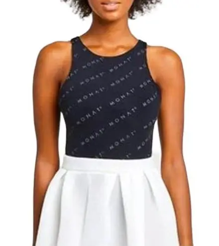 Monat Black High Neck All Over Print Sleeveless Bodysuit Size M