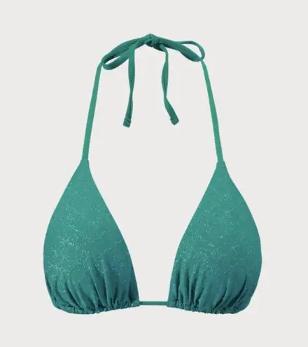 BERLOOK Dark Green Lurex Jacquard Triangle Bikini Top ONLY 22