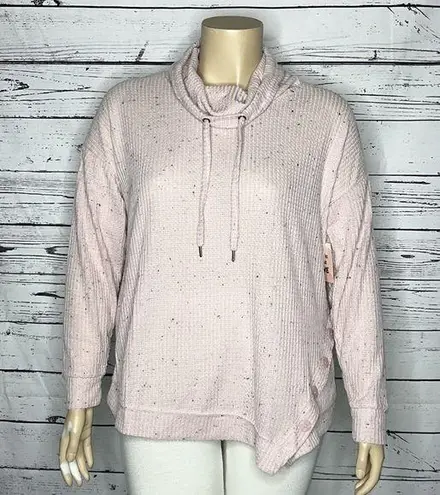 The Sweatshirt Project NWT XL Pink Cowl Neck Thermal Waffle Knit Pullover Top