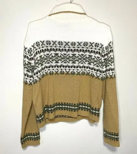 Arizona Jeans Vintage Arizona Jean Co. Womens Cowl Neck Geometric Cream White Design Sweater