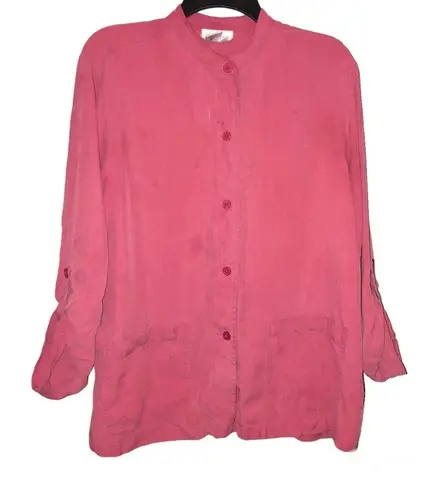 Coldwater Creek 100% Silk Button Front Blouse Red Large