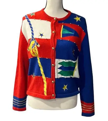 Vintage Women's Nautical Cardigan Size M Red Size M