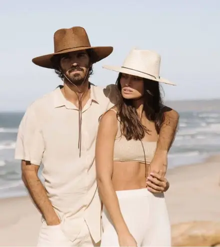 NWT Will + Bear Rider Bone White Palm Straw Hat Sz Small