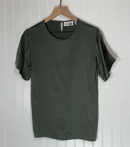 Paul Harris Design Silk Blouse Small Sage Green Short Sleeve Minimalist Top