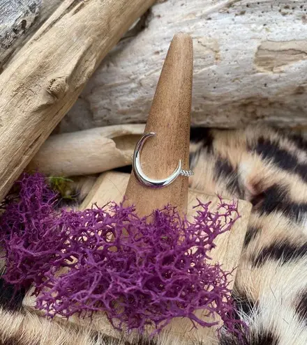 Crescent Large Moon Sterling silver Ring 8,9,10