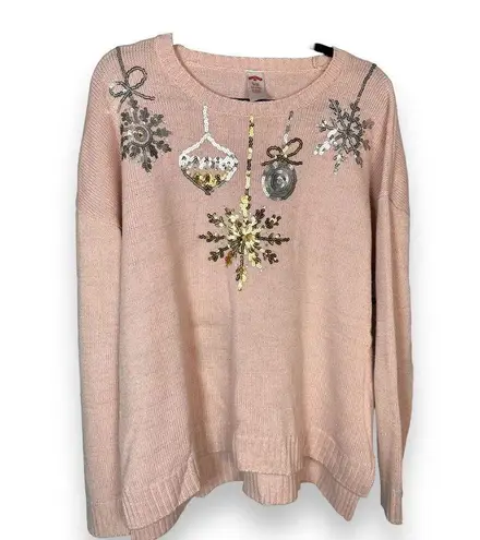 Holiday Time Sequin ornament  sparkly pink sweater