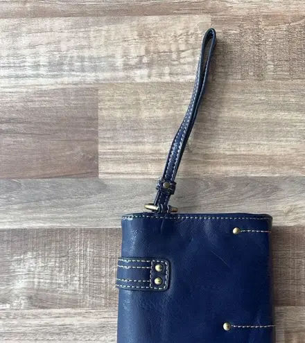 Y2K 90s Rafe Chunky Buckle Sapphire Blue Wristlet Wallet Clutch