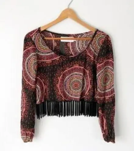 Gypsy Warrior Crop Top Fringe Mandala Print S