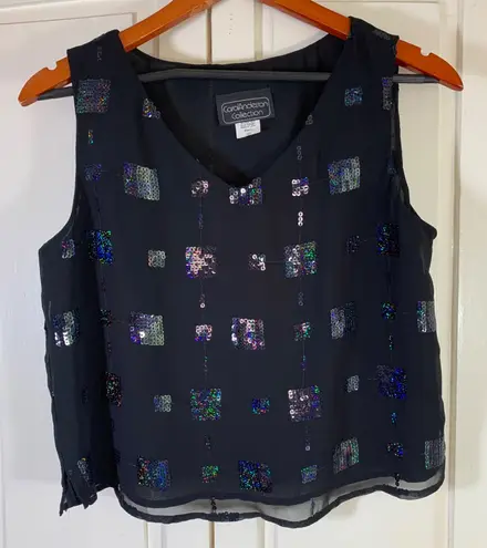 Carol Anderson Collection Sequin Tank Top Small Black USA Party Retro Y2K Party