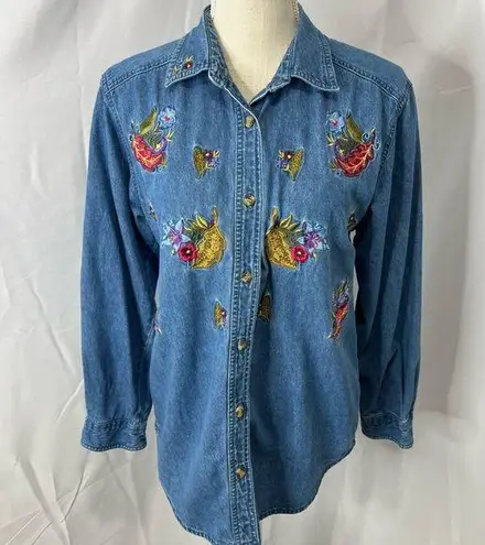 Bobbie & Brooks Vintage Bobbie brooks denim chambray embroidered shirt
