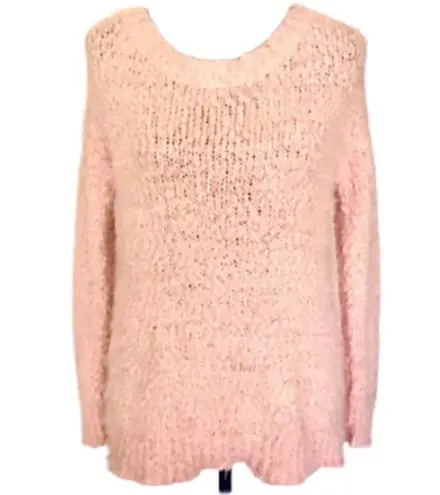 eyelash boat neck, super soft Cozy Pink Sweater by Rhapsody large loop