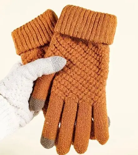 Touchscreen Gloves Unisex Burnt Orange Knit Winter