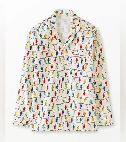 Hanna Andersson Adult Unisex Flannel Pajama Top Holiday Bright Bulb Medium