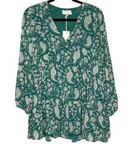 MELLODAY NEW Green White Paisley Mini Dress XS - Small