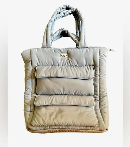 WILO The Label Sky~Baby Blue Large Puffer Tote Pocket Travel Bag Weekender 16X14