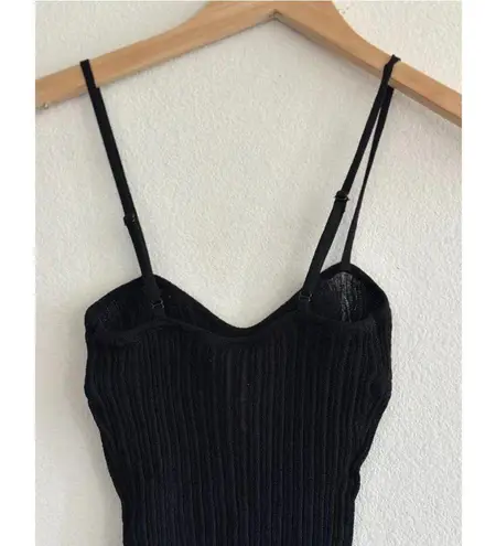 SKIMS Sheer Knit Cami Bodysuit in Onyx, Size XXS