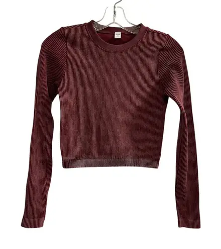 Arizona Women's Red Ribbed Long Sleeve Cropped Top Size M
