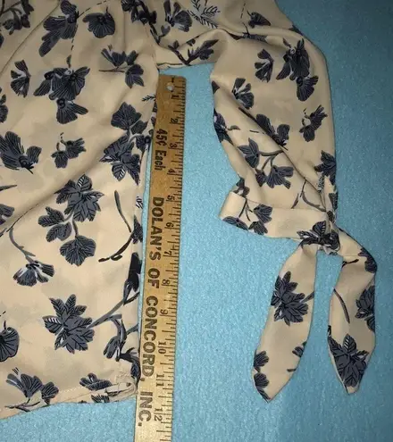 Indulge floral print off shoulder tie sleeves flowy blouse NEW size S
