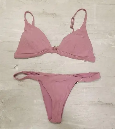 Vitamin A ππ Rose Rib Bikini Set Moss Top + Carmen Bottom 12 D XL NWT