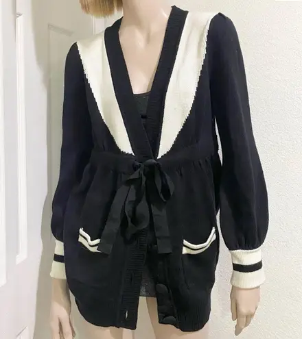 Twelve By Twelve Los Angeles Black & White Long Cardigan Sweater Size L