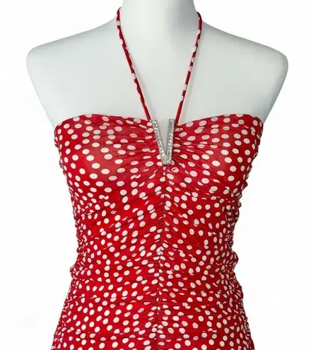 Y2K Sexy Polka Dot Halter Top Red