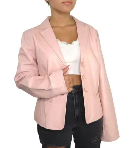 Bagatelle 90s Vintage Pink Leather Jacket Pastel Medium Retro