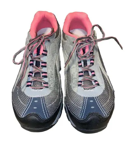 Brahma SACHA Work Safety Toe Leather Pink Gray Lace Up Shoes WOMENS 8.5