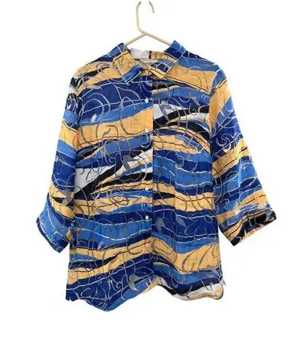 Allison Daley Women’s Blouse 22W | Abstract Print 3/4 Sleeve Button-Down