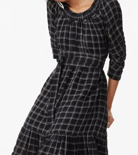 Rebecca Taylor  LA VIE LUREX PLAID DRESS smocked xs