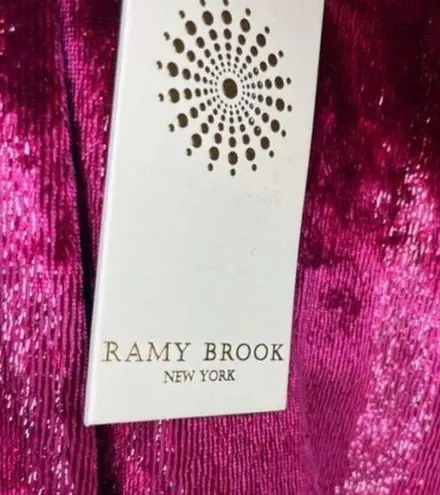 Ramy Brook Women Ellin Velvet Halter Neck Mini Dress Smocked Waist Red L