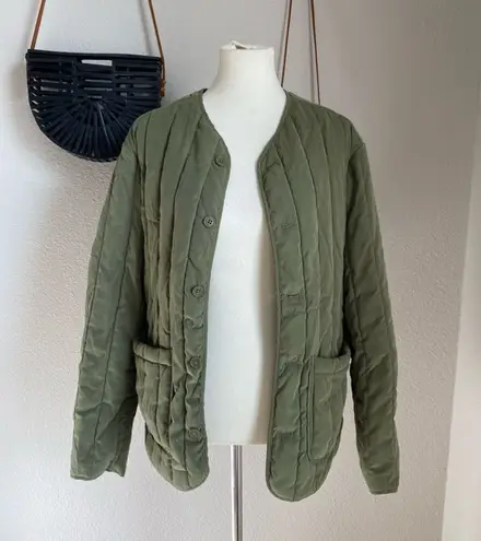 ZARA  Green Liner Puffer Army Jacket, Size Small - Image 1